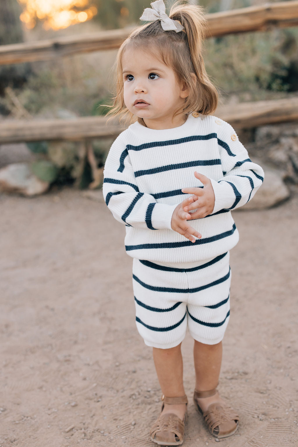 Mebie Baby Navy Stripe Knit Shorts