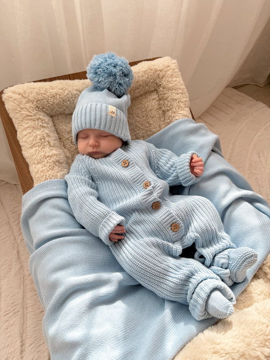 Luna + Luca Classic Baby Blanket - Powder Blue