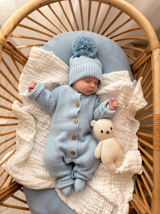 Luna + Luca Classic Chunky Knit Jumpsuit - Powder Blue