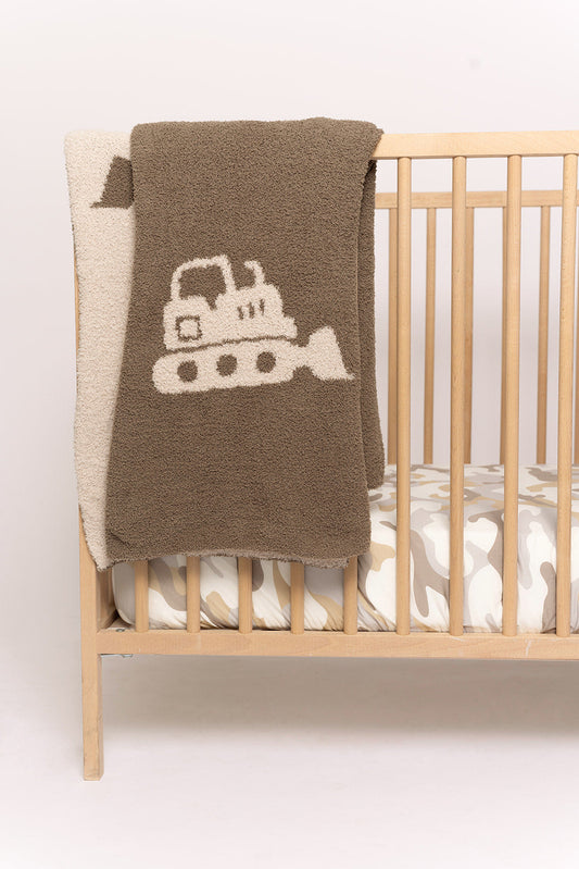 Forever French Plush Blanket - Bulldozer