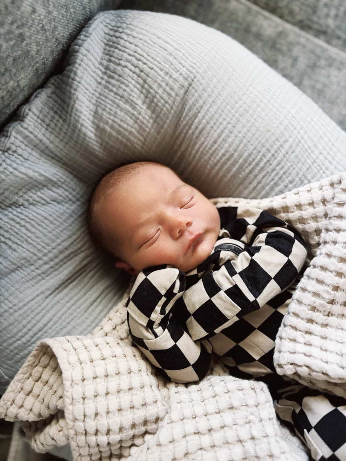 Forever French Bamboo Zip Pajamas - Black Checkerboard