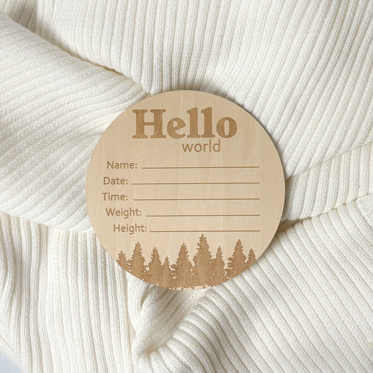 Hello World Newborn Wood Sign (6 Inches)