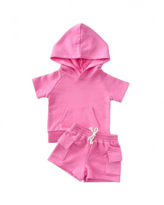 LPK Terry Cargo Shorts Set - Pink