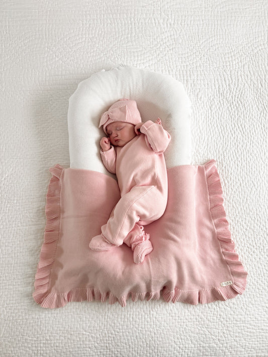 Luna + Luca Classic Ruffle Baby Blanket - Powder Pink