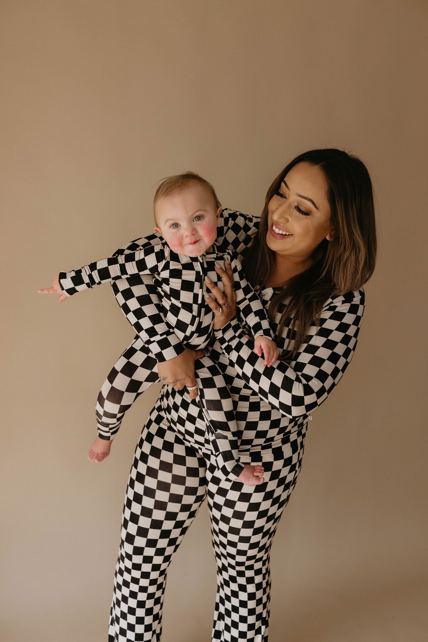 Forever French Bamboo Zip Romper - Checkered