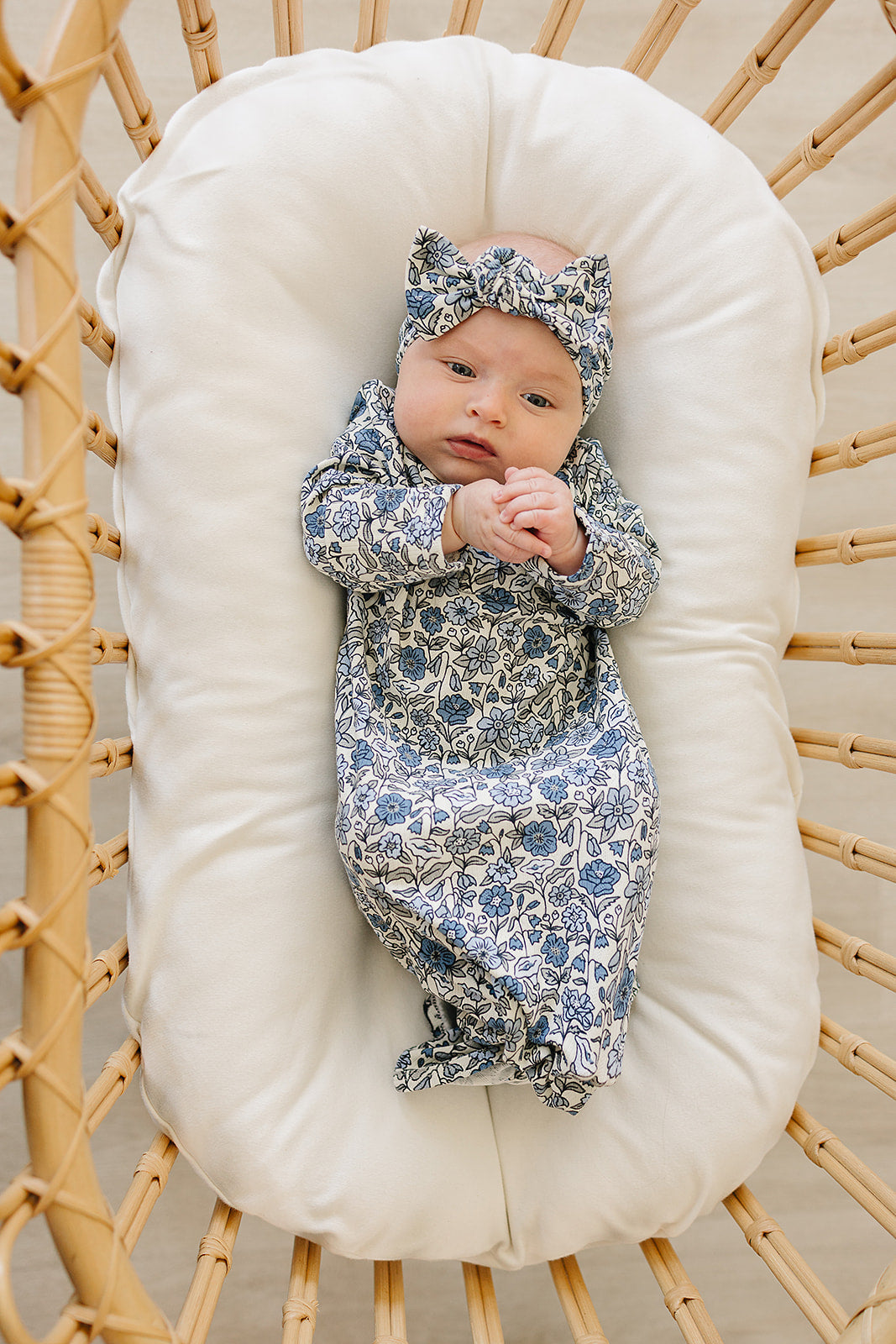 Mebie Baby Bluebell Pointelle Bamboo Knot Gown