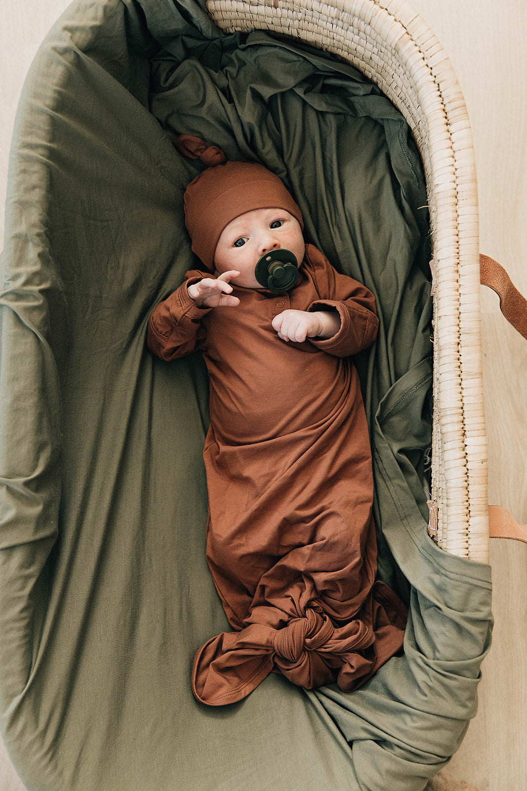 Mebie Baby Bamboo Knot Gown - Rust