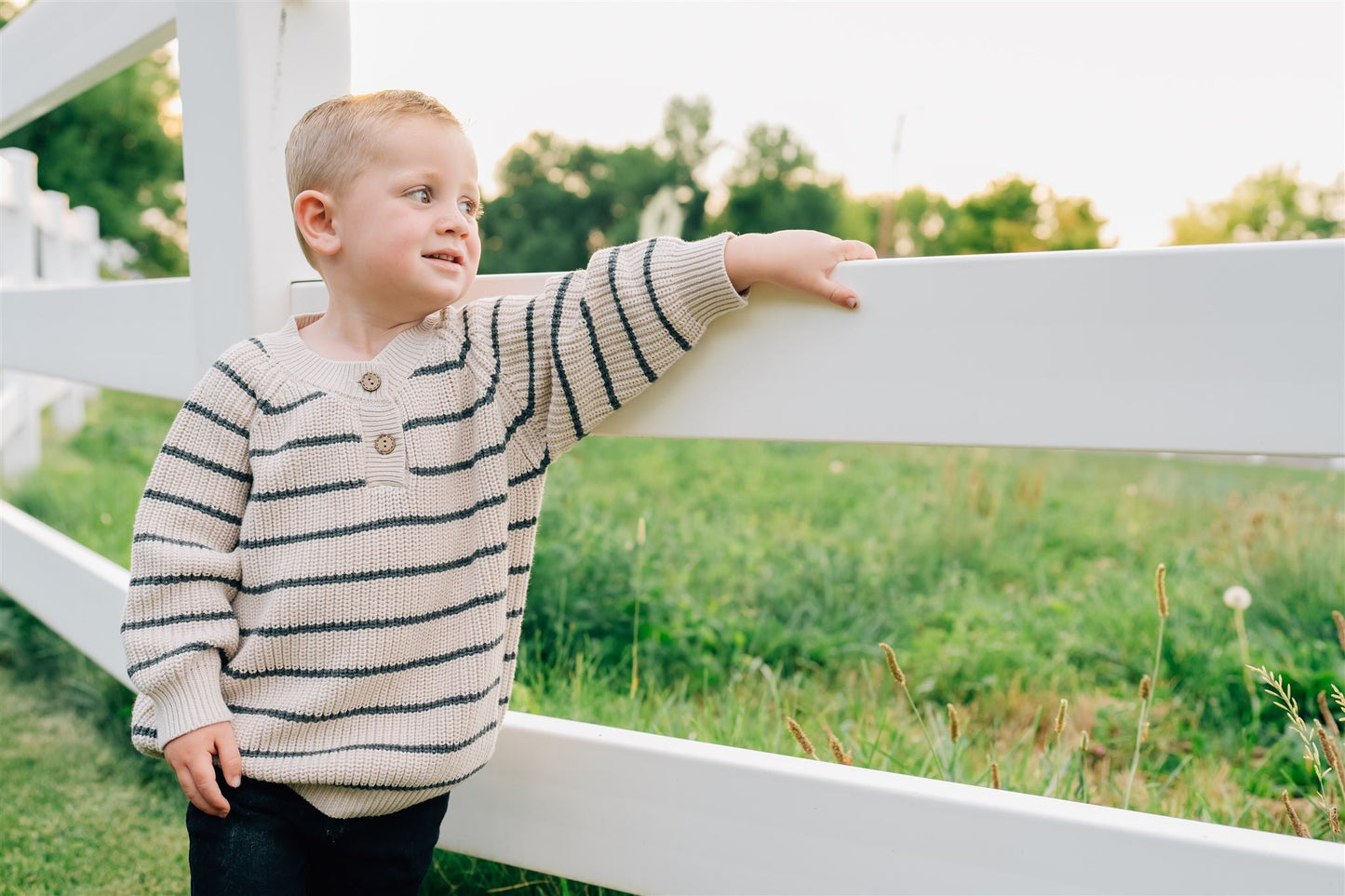 Mebie Baby Charcoal Stripe Button Knit Sweater