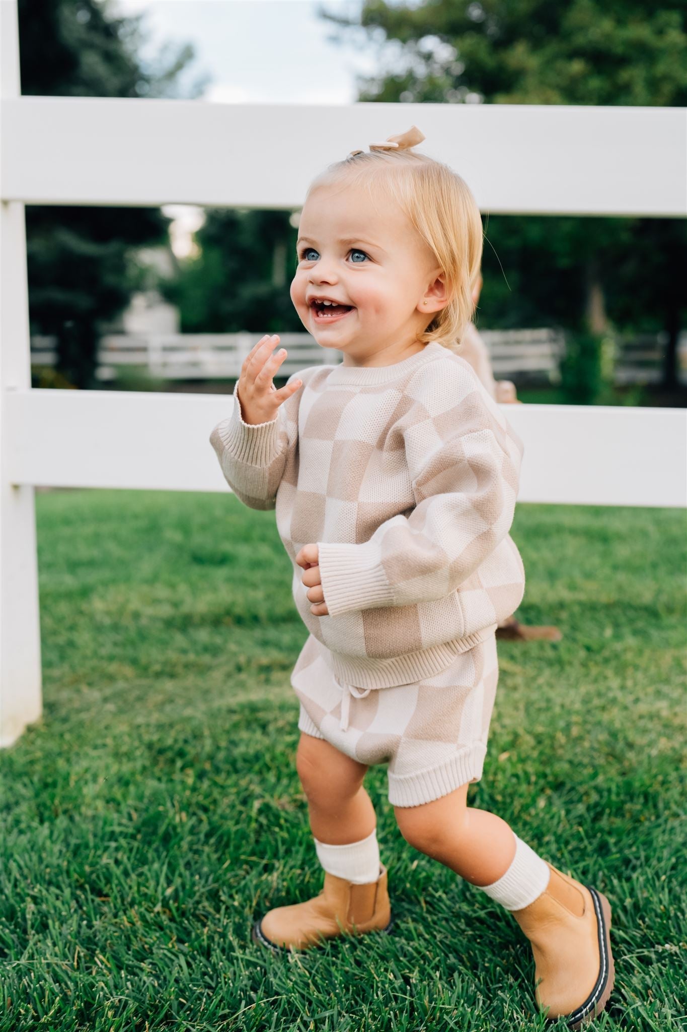 Mebie Baby Checkered Knit Sweater