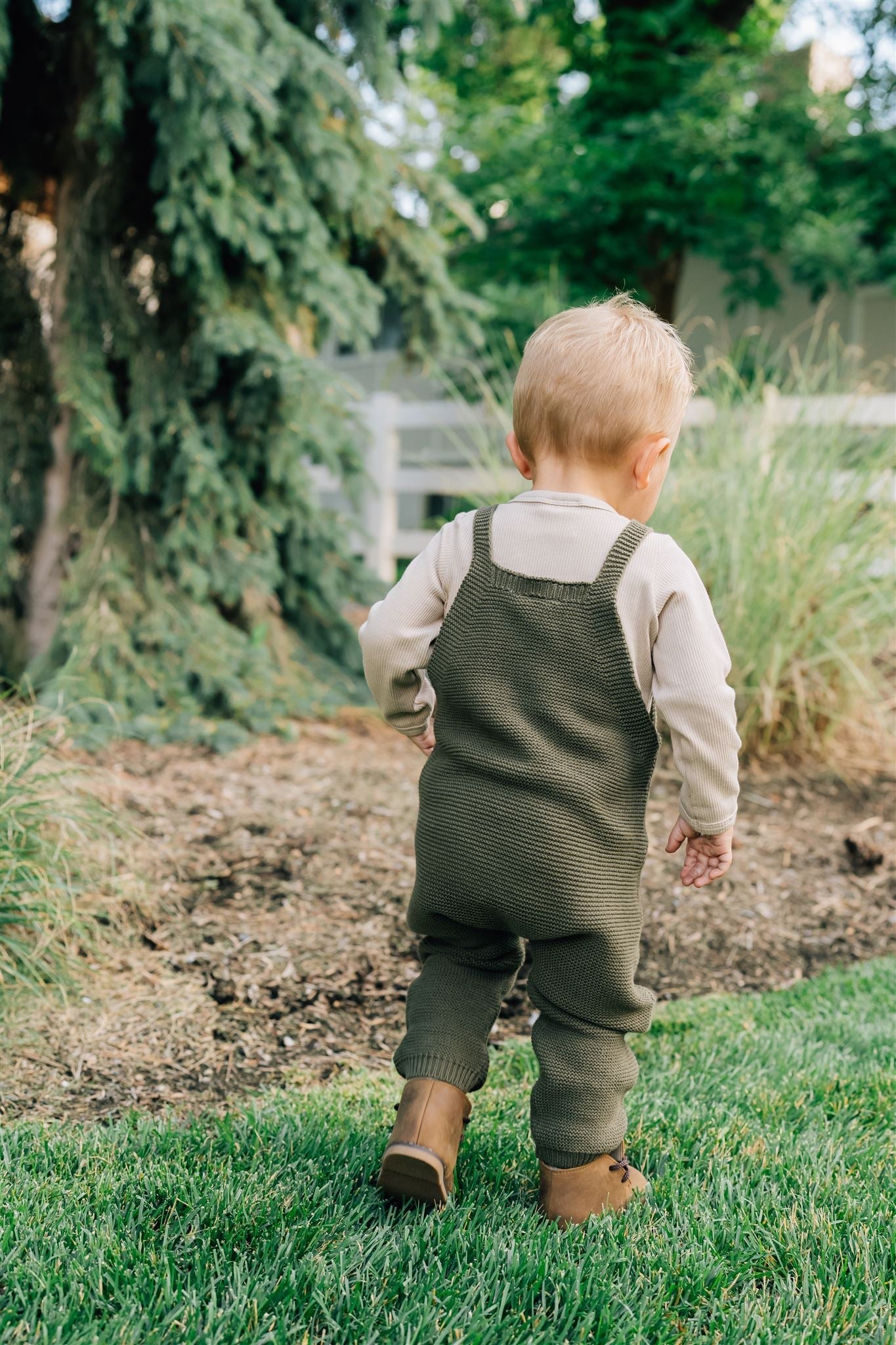 Mebie Baby Olive Knit Overalls