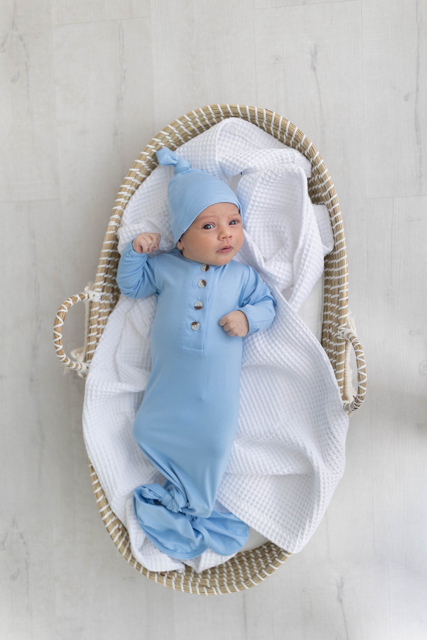 Stroller Society Knotted Gown Set - Baby Blue