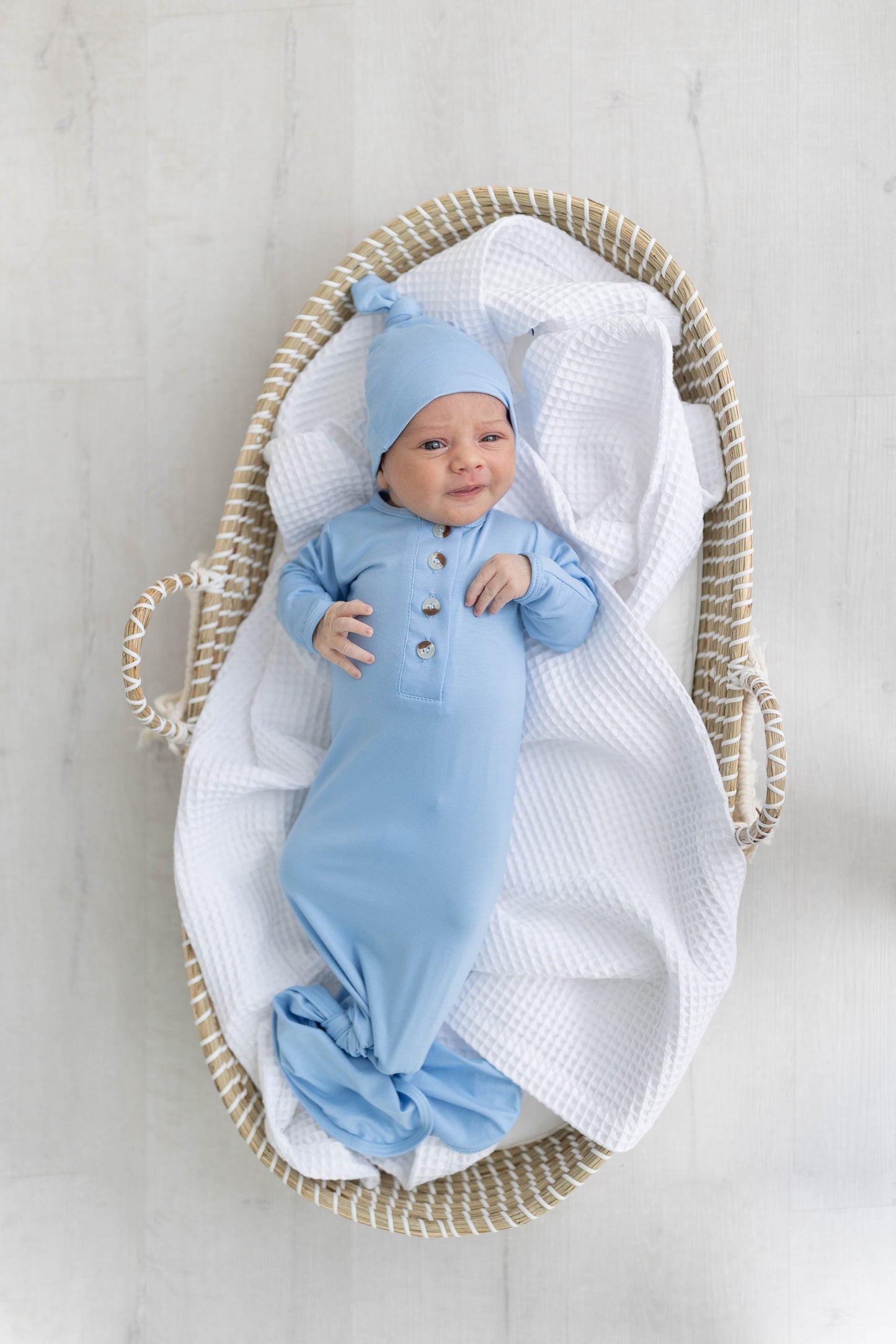 Stroller Society Knotted Gown Set - Baby Blue