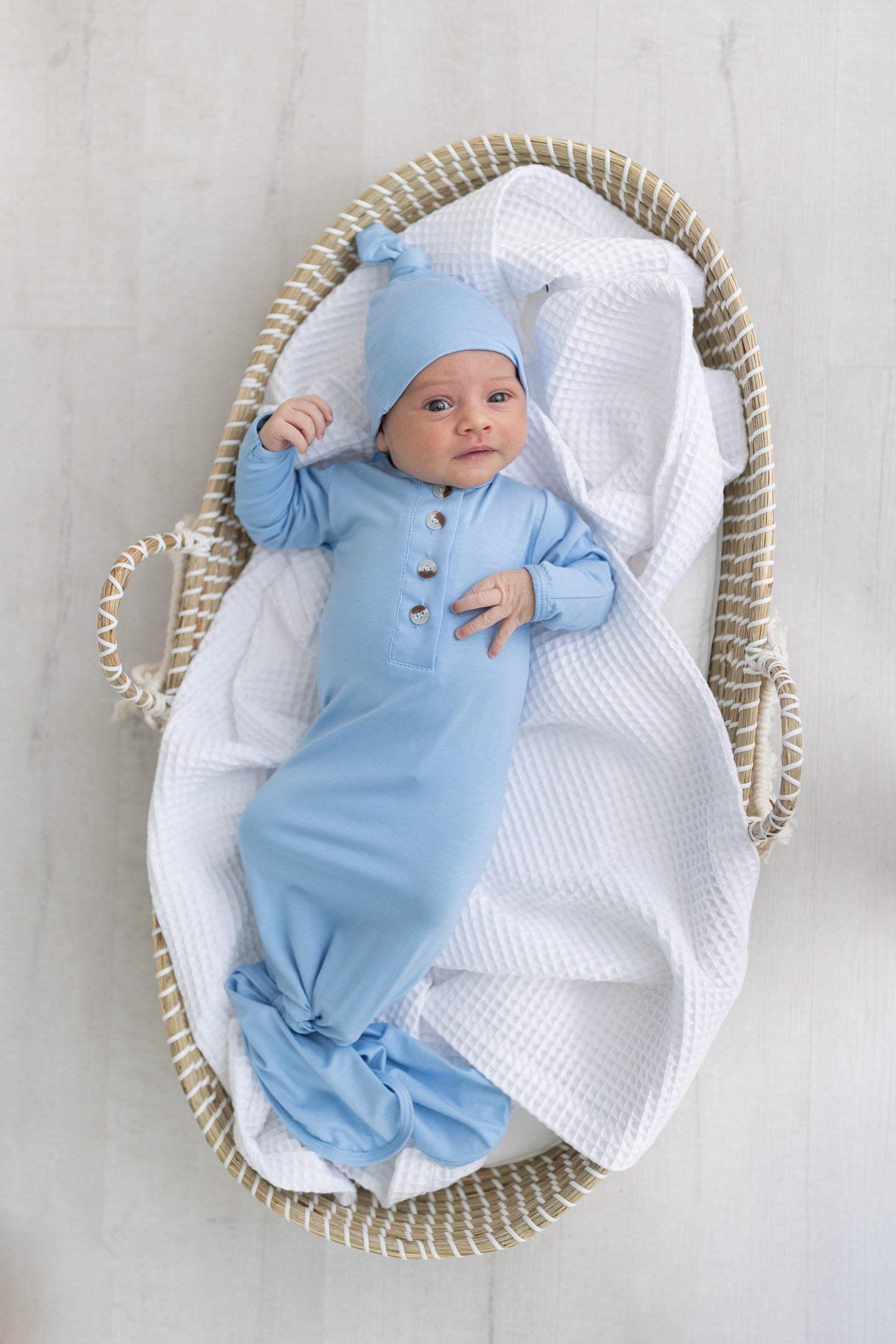 Stroller Society Knotted Gown Set - Baby Blue