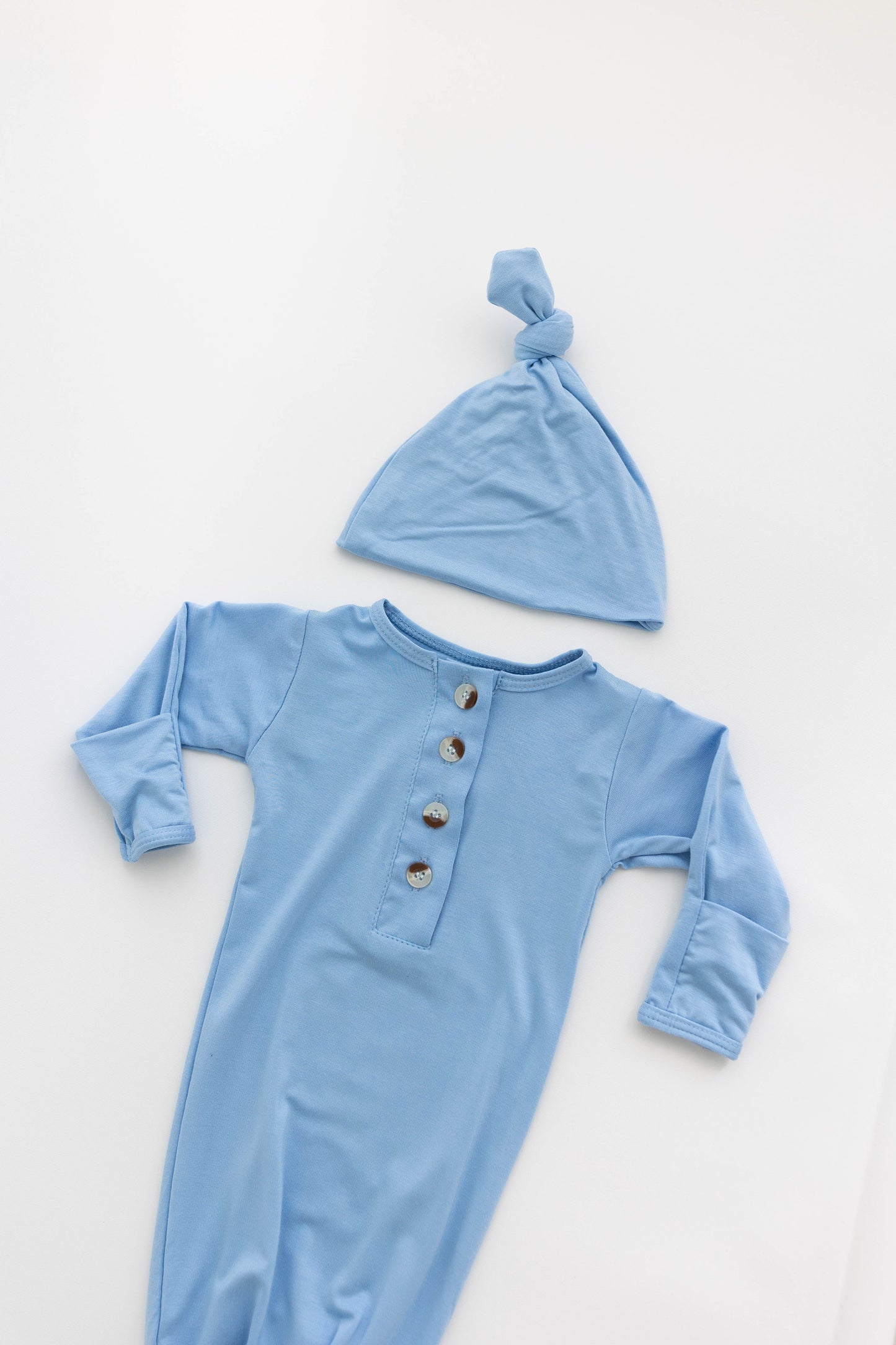 Stroller Society Knotted Gown Set - Baby Blue