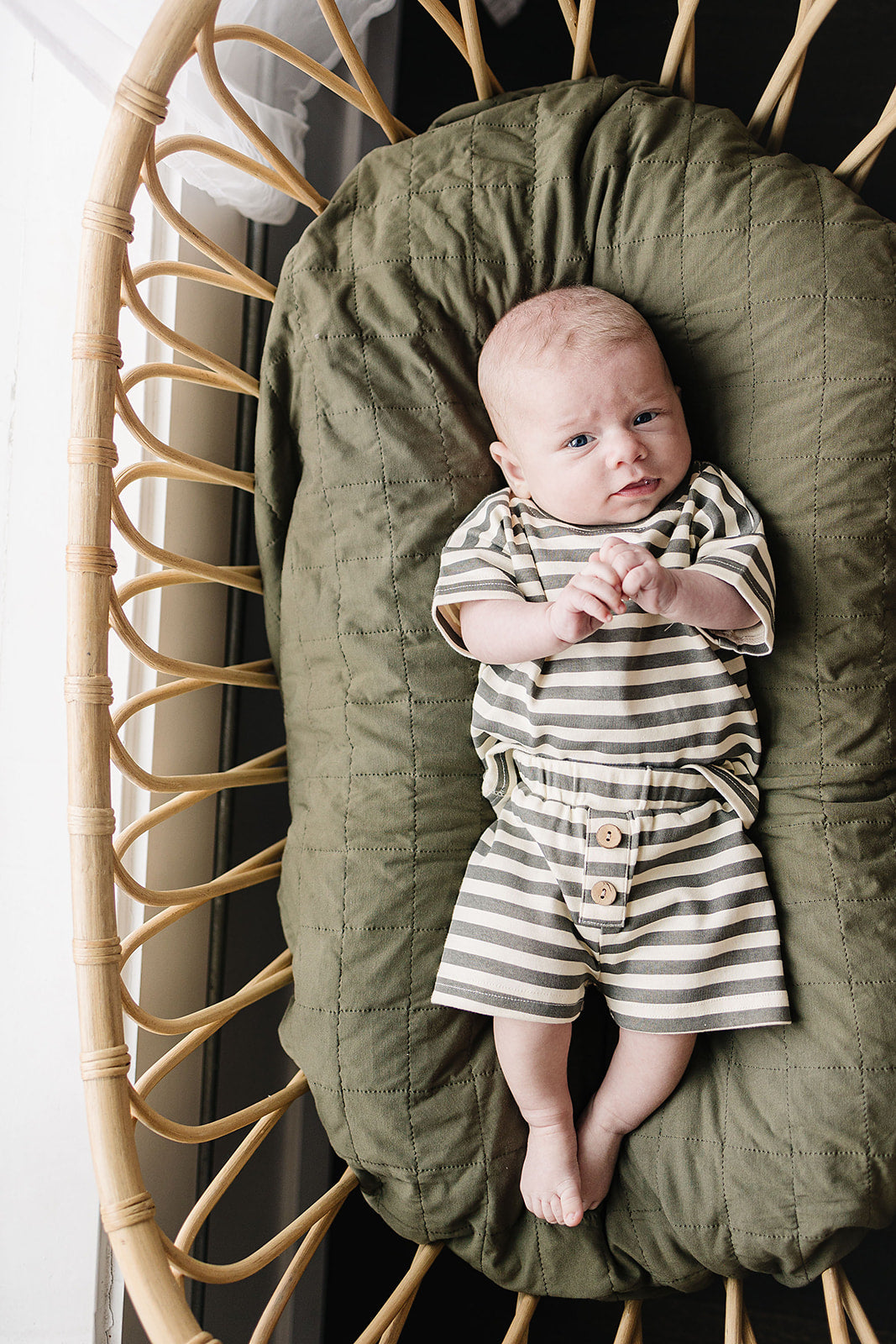 Mebie Baby Stripe Button Short Set