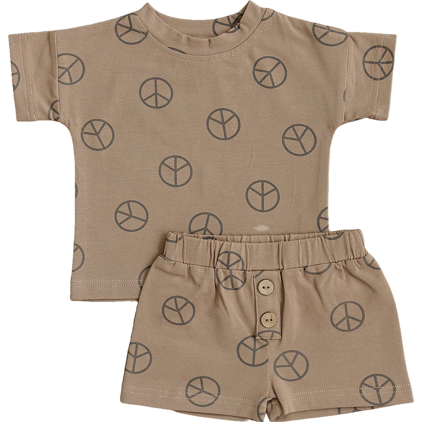 Mebie Baby Peace Button Short Set