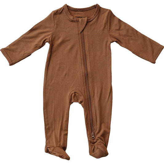 Mebie Baby Bamboo Footed Romper - Rust