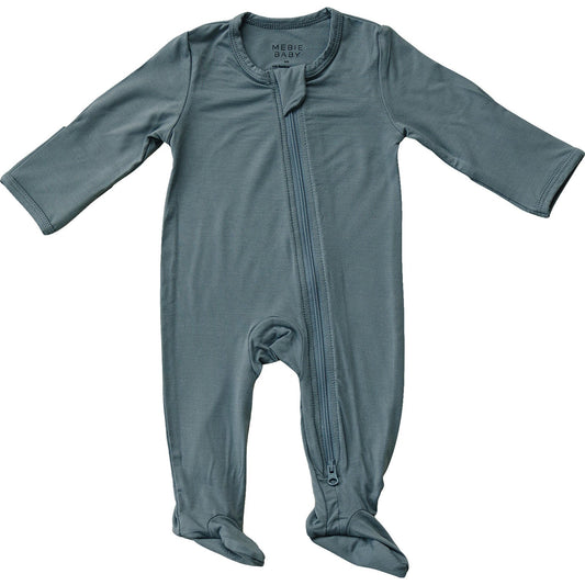 Mebie Baby Bamboo Footed Romper - Dusty Blue