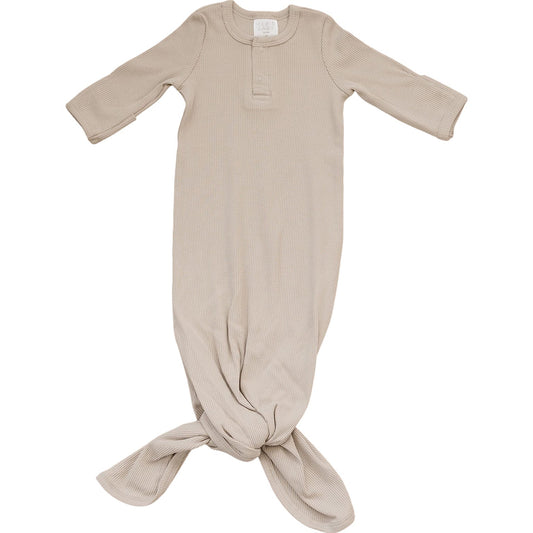 Mebie Baby Ribbed Knot Gown - Oatmeal