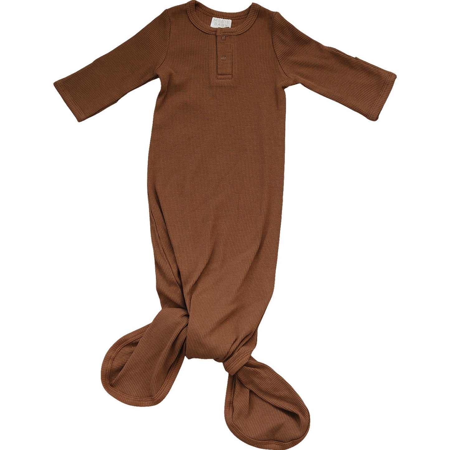 Mebie Baby Organic Cotton Ribbed Knot Gown - Rust