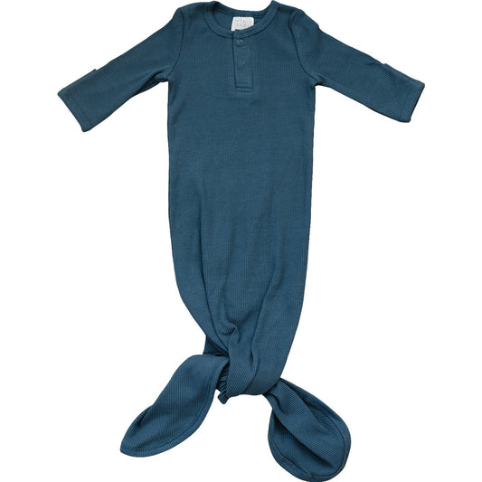 Mebie Baby Ribbed Knot Gown - Navy