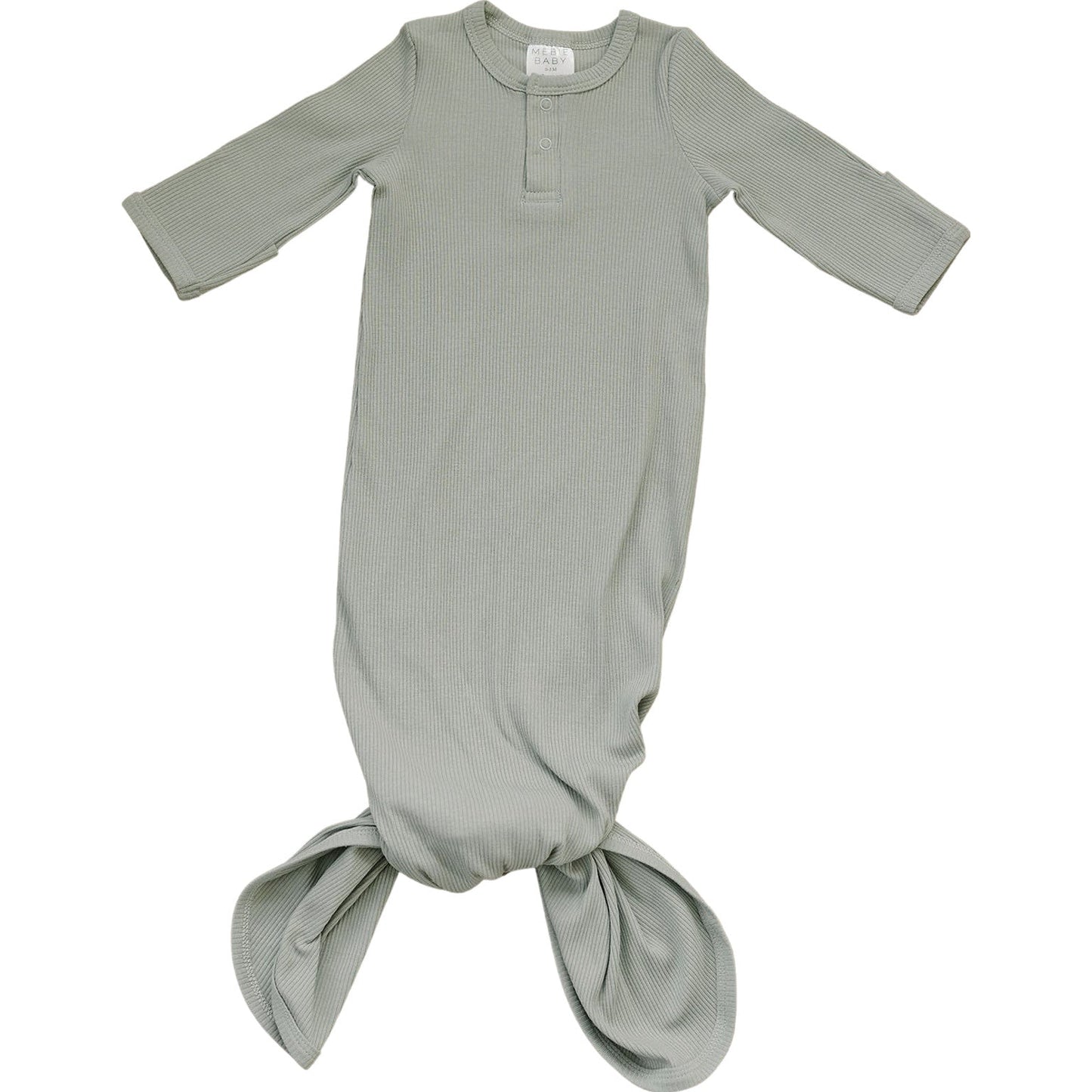 Mebie Baby Organic Cotton Ribbed Knot Gown - Sage