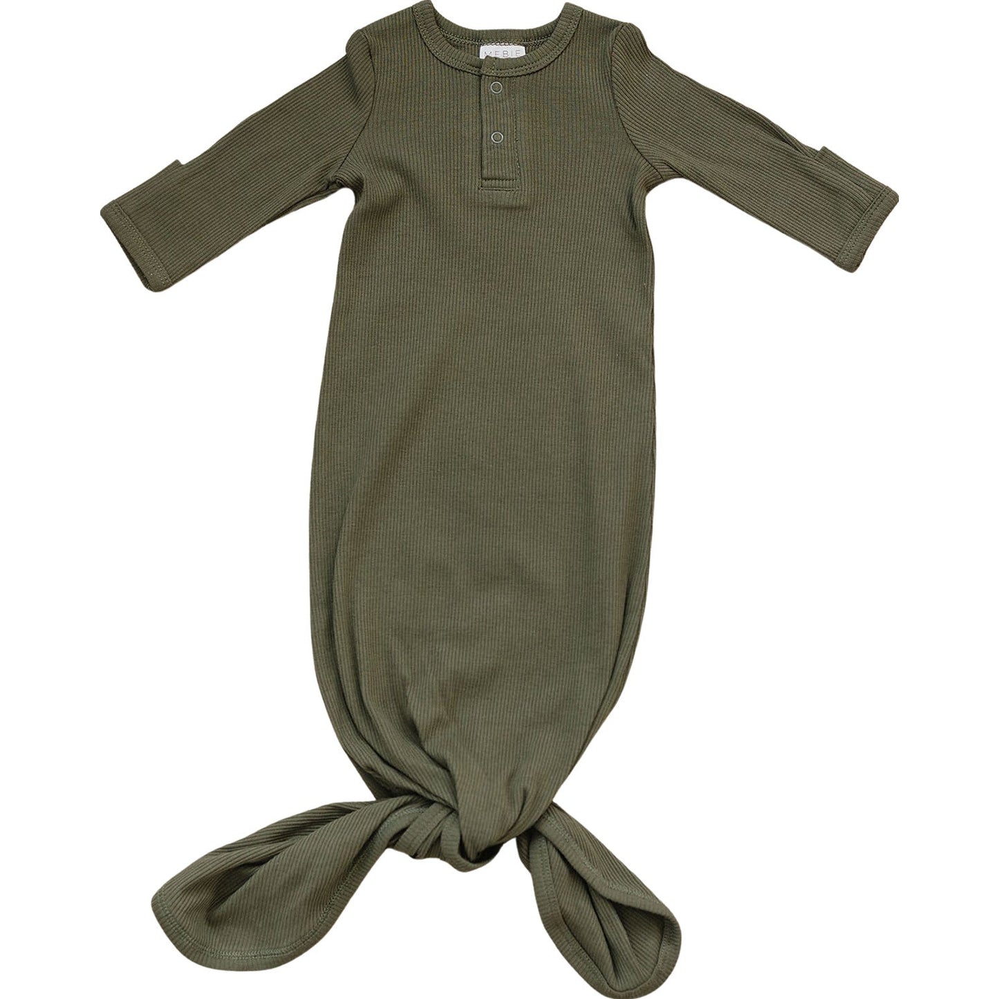 Mebie Baby Organic Cotton Ribbed Knot Gown - Winter Green