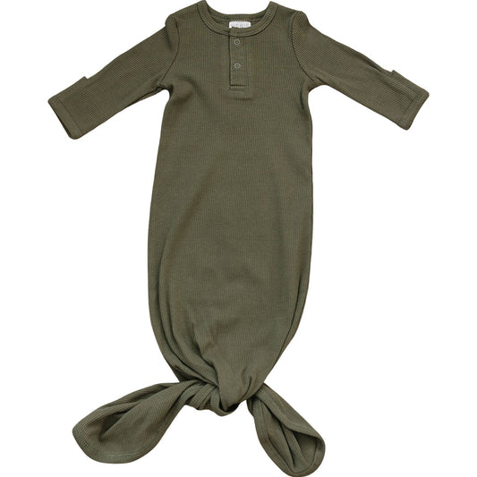 Mebie Baby Ribbed Knot Gown - Winter Green