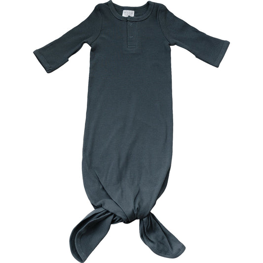 Mebie Baby Ribbed Knot Gown - Charcoal