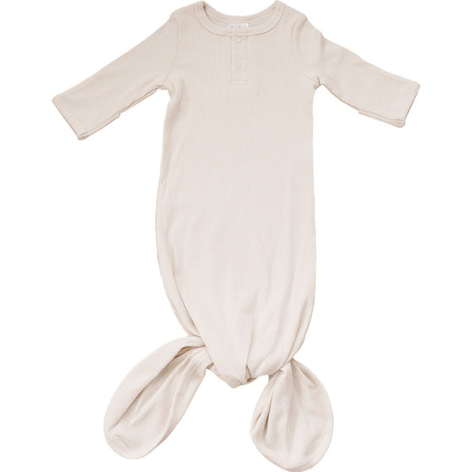 Mebie Baby Ribbed Knot Gown - Vanilla