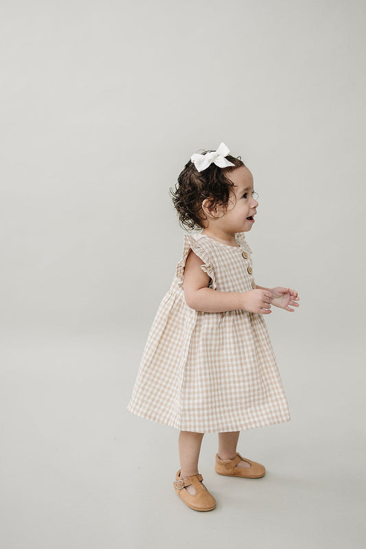Mebie Baby Gingham Ruffle Linen Dress
