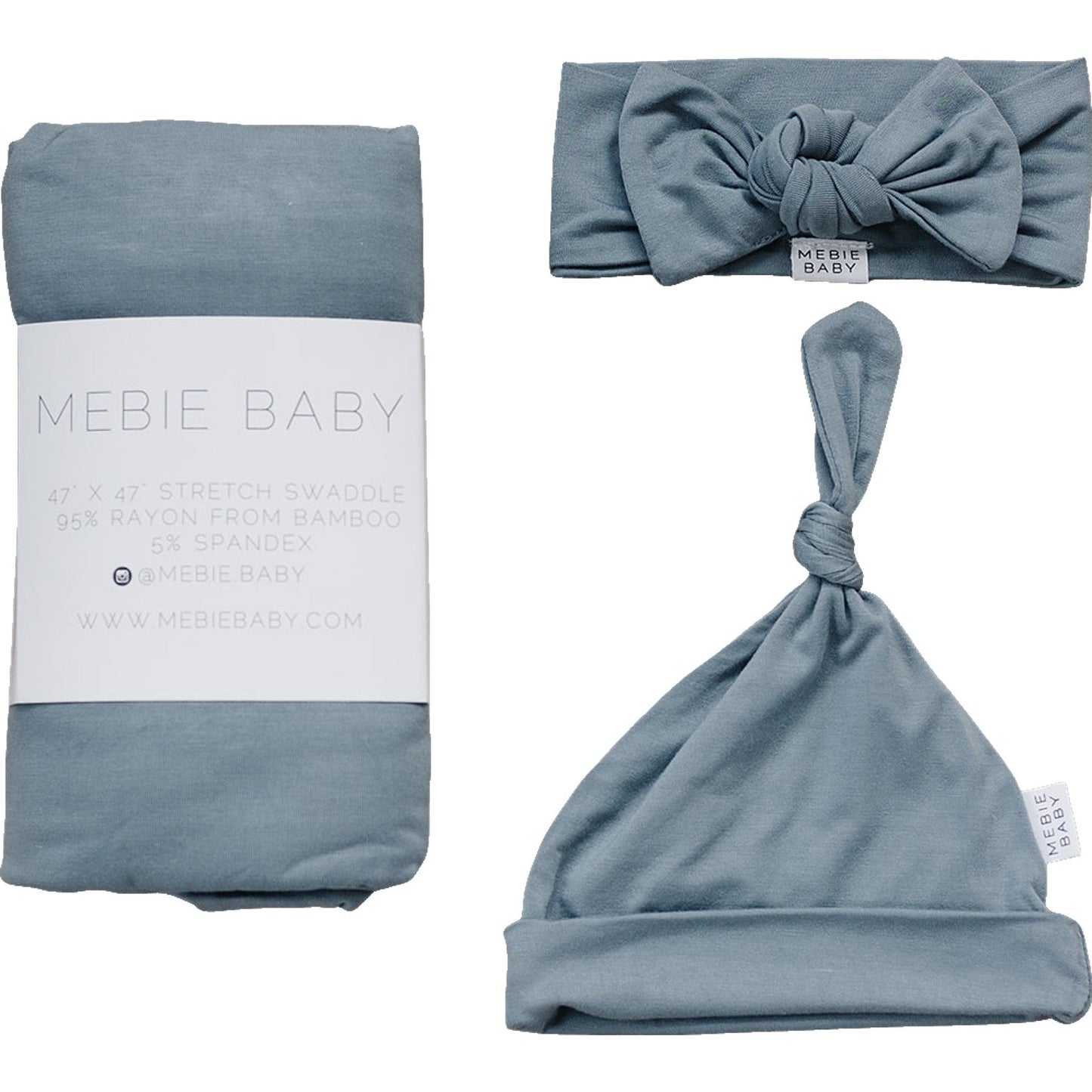 Mebie Baby Swaddle Set - Dusty Blue