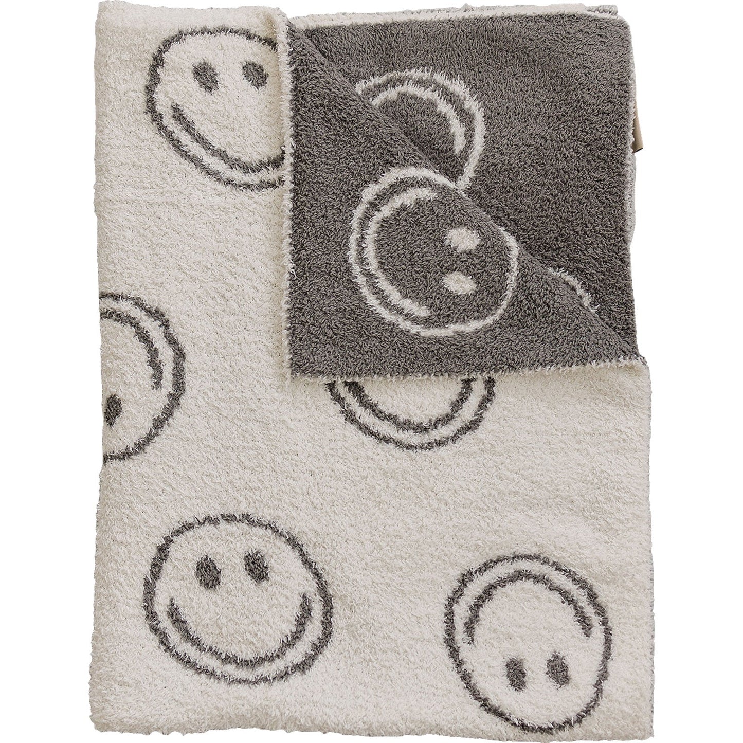 Mebie Baby Charcoal Smiley Taupe Plush Blanket