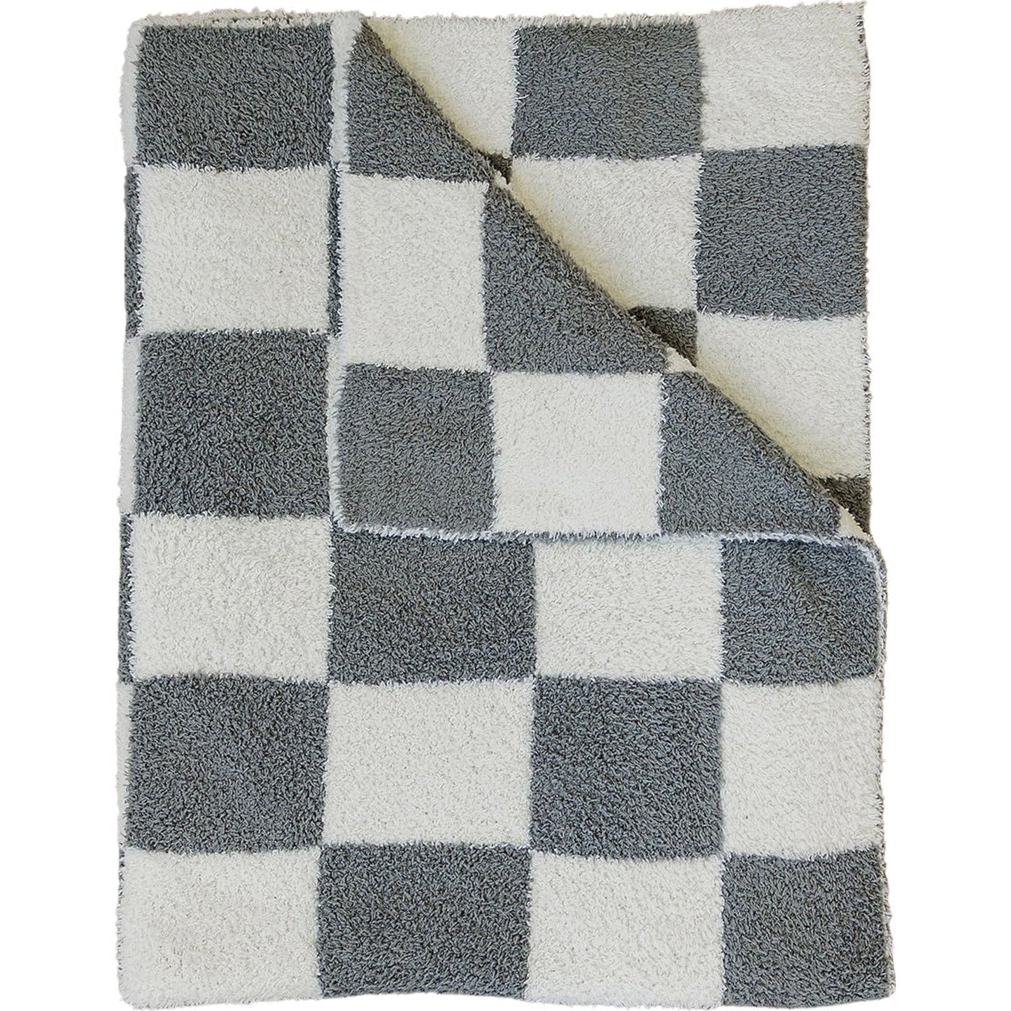 Mebie Baby Checkered Plush Blanket - Charcoal