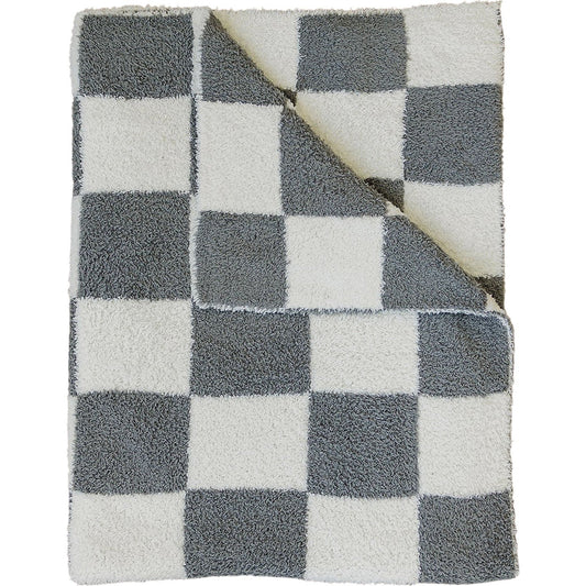 Mebie Baby Plush Blanket - Charcoal Checkered