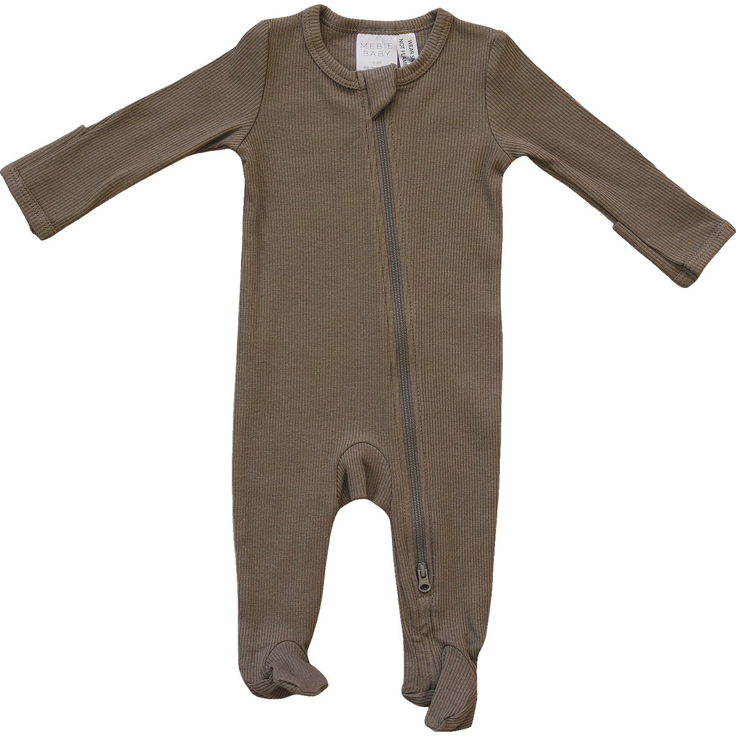 Mebie Baby Organic Cotton Ribbed Romper - Cocoa