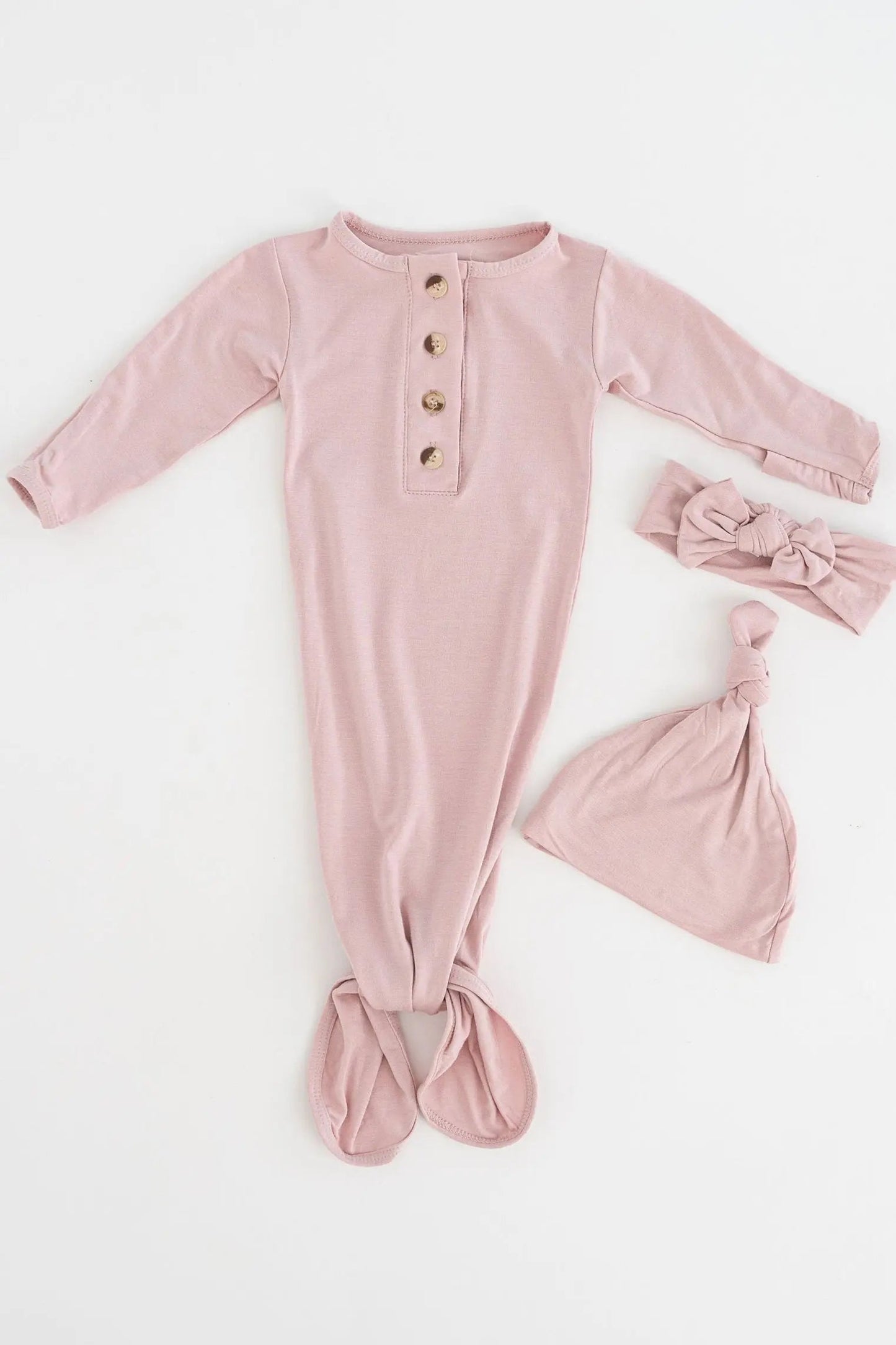 Stroller Society Knotted Gown Set - Dusty Pink