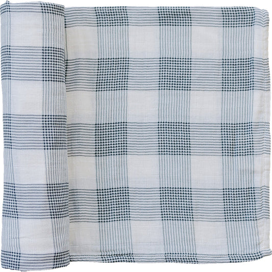 Mebie Baby Muslin Swaddle Blanket - Coastal Plaid