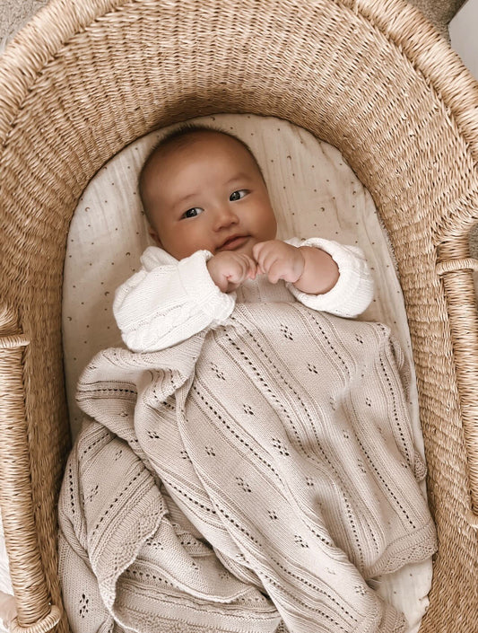 Luna + Luca Pointelle Baby Blanket - Beige