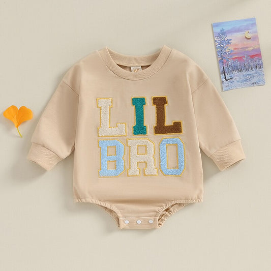 'Lil Bro' Embroidered Romper