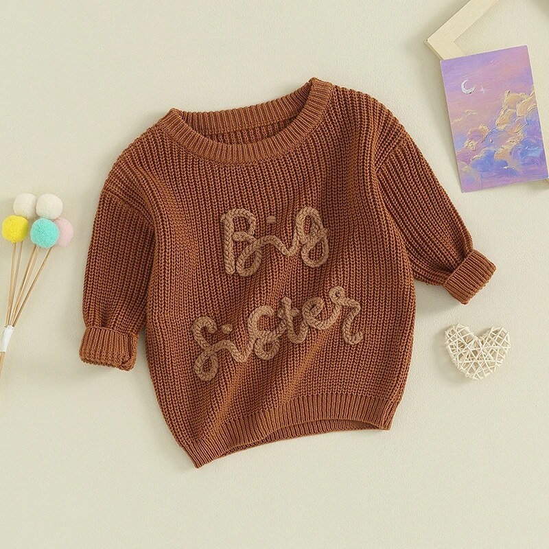 'Big Sister' Embroidered Knit Sweater