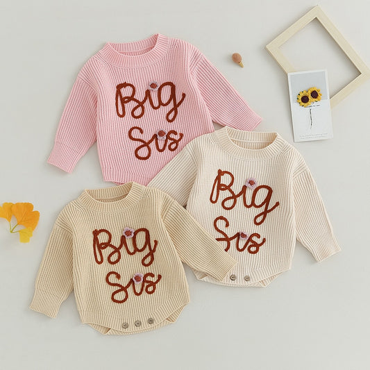 'Big Sis' Embroidered Knit Sweater