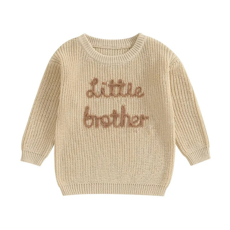 'Little Brother' Embroidered Knit Sweater