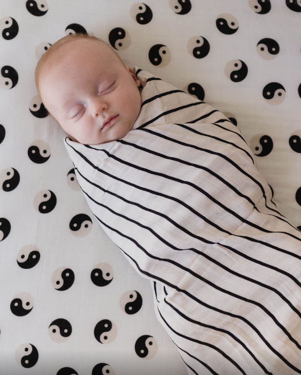 Forever French Muslin Swaddle - Grey & Black Stripe