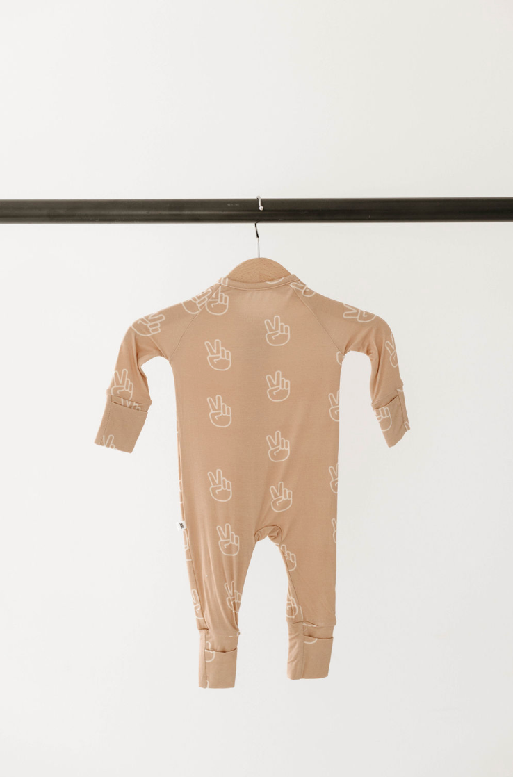 Forever French Bamboo Romper - Peace Sign
