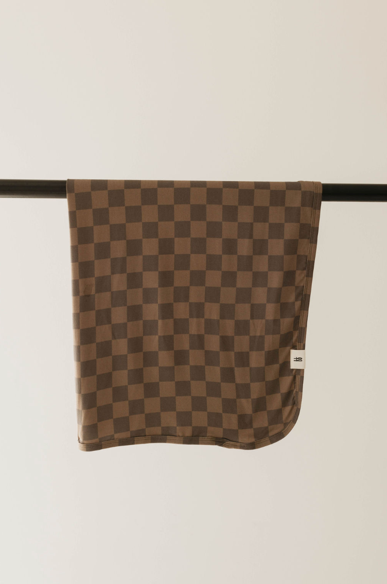 Forever French Bamboo Swaddle - Faded Brown Checker
