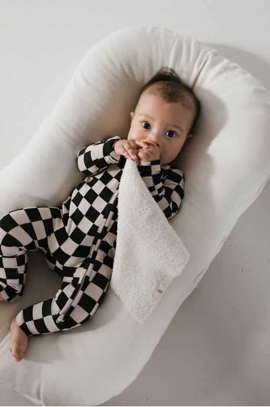 Forever French Bamboo Zip Pajamas - Black Checkerboard