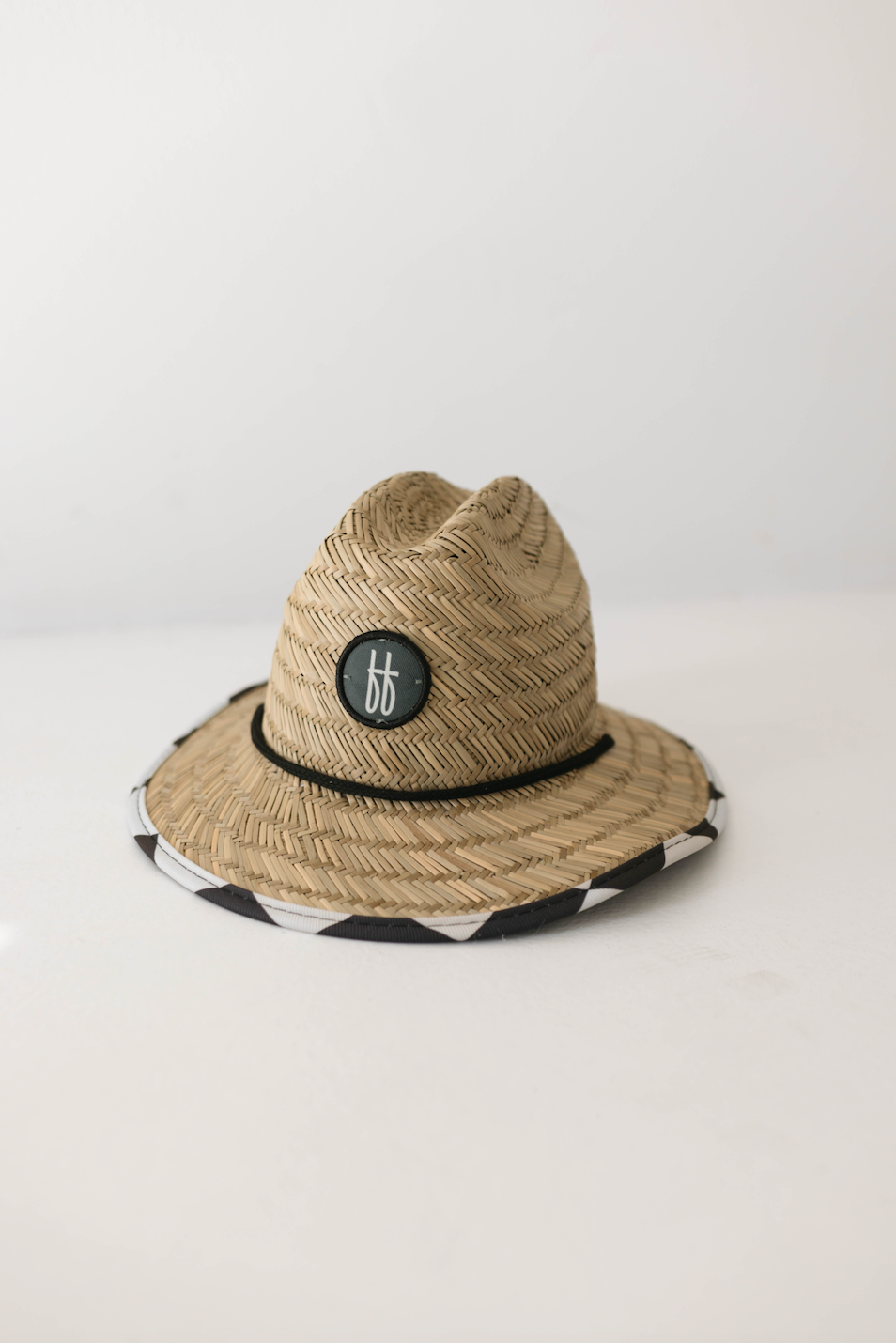 Forever French Straw Sun Hat - Black Checkered
