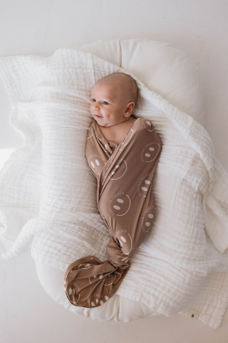Forever French Bamboo Swaddle - Clay FF Smile
