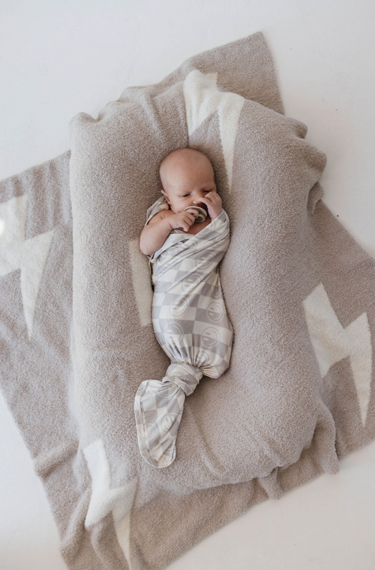 Forever French Bamboo Swaddle - Smile Checkerboard
